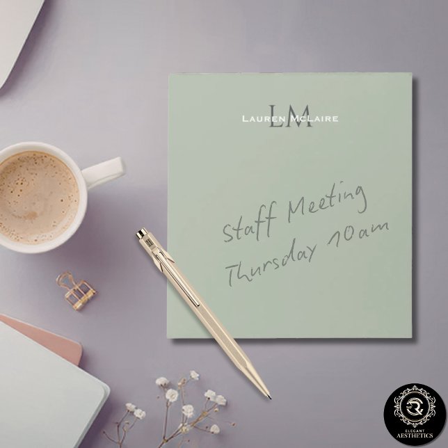 Bloco De Notas Classic Sage Green Monogram Branding Design (Classic Sage Green Monogram Branding Design Notepad
)