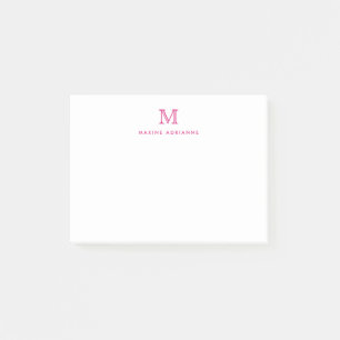 Bloco De Notas Clássica Moderna Girly Magenta Rosa Monograma Inic