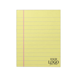 Bloco De Notas Clássico Amarelo Legal 8.5 x 11 com logotipo