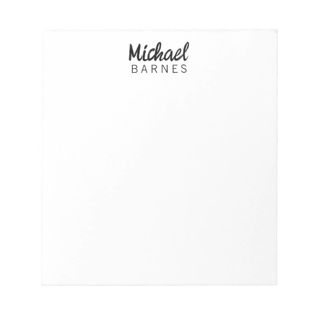 Bloco De Notas Clássico Branco Minimalista Simples Elegante (Frente)