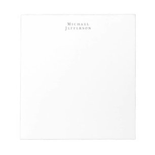 Bloco De Notas Clássico Minimalista Nome Elegante Preto Branco