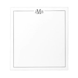Bloco De Notas Clássico, Monogramado preto e branco 