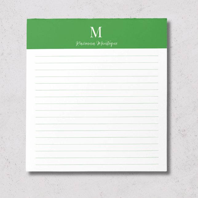 Bloco De Notas Clássico Verde Floresta Personalizado com Monogram (Criador carregado)