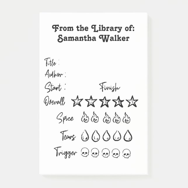 Bloco De Notas Classificação da Biblioteca de Notas Rápidas (Frente)