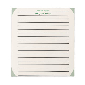 Bloco De Notas Clean Green Teacher Lined Paper From The Desk Of 