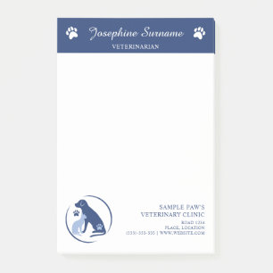Bloco De Notas Clínica Veterinária Veterinário Azul Logotipo e Te
