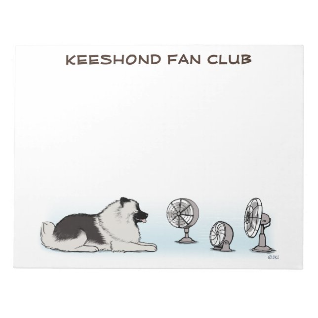 Bloco De Notas Clube de Fãs do Keeshond - Cachorro Feliz com Text (Frente)