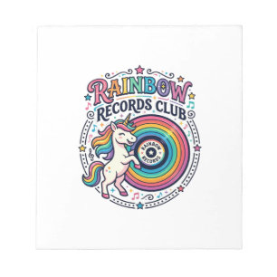 Bloco De Notas Clube de Registros de Arco-Íris de Unicórnio Fundo