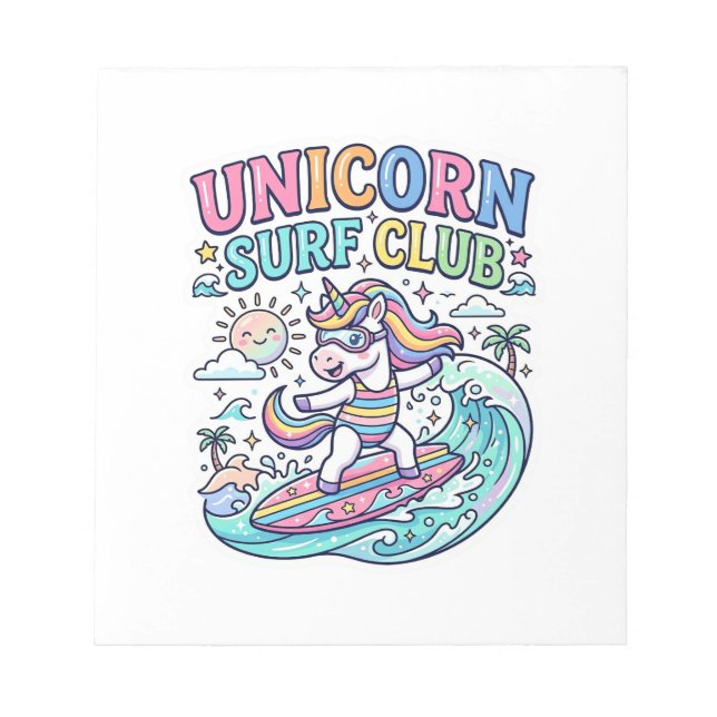 Bloco De Notas Clube de Surf Unicórnio (Frente)