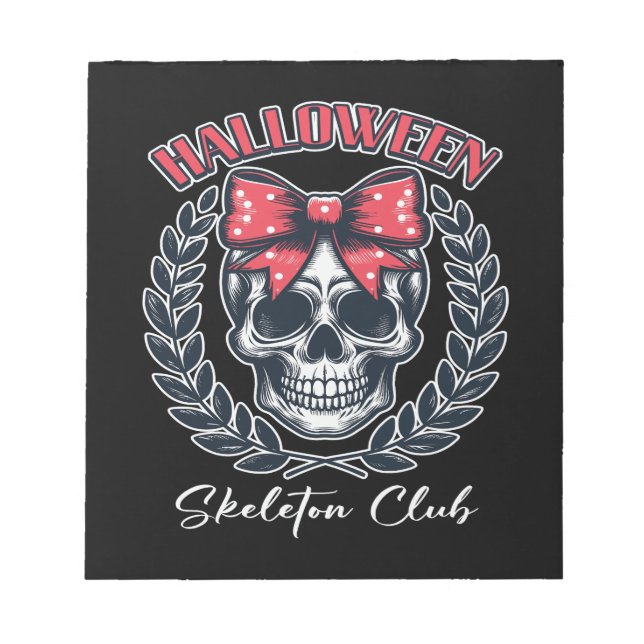 Bloco De Notas Clube do Esqueleto de Halloween (Frente)