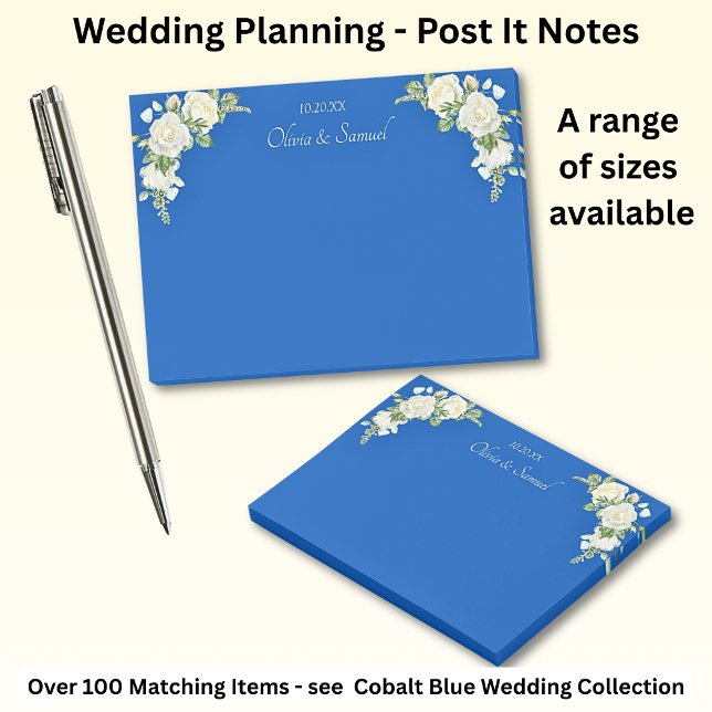 Bloco De Notas Cobalto Blue & White Roses Suite de Casamento (Criador carregado)