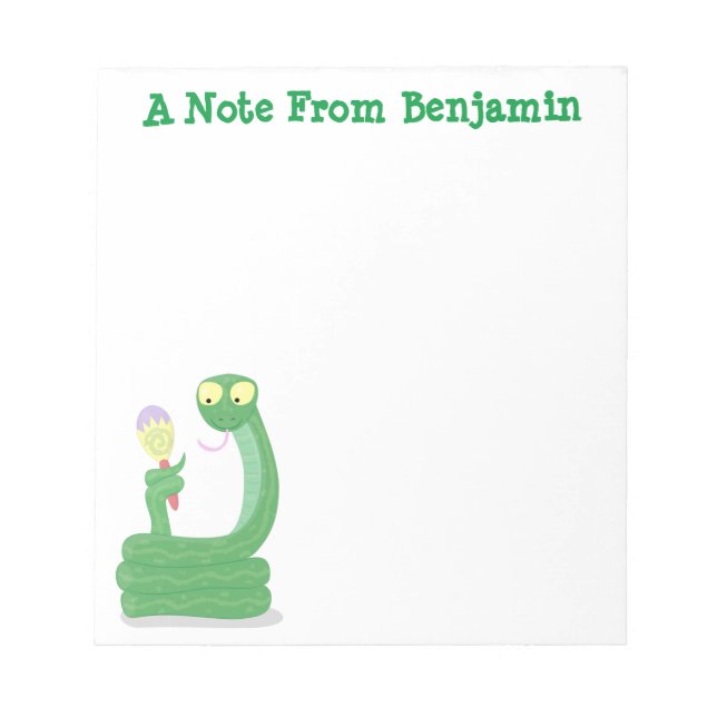 Bloco De Notas Cobra verde engraçado com desenhos de maraca (Frente)