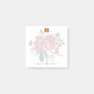 Bloco De Notas Cobre metálico do ouro do buquê floral monogramm
