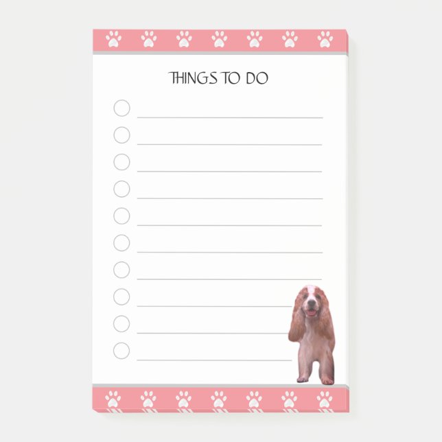 Bloco De Notas Cocker Spaniel Cachorro com Coisas a Fazer com Pad (Frente)