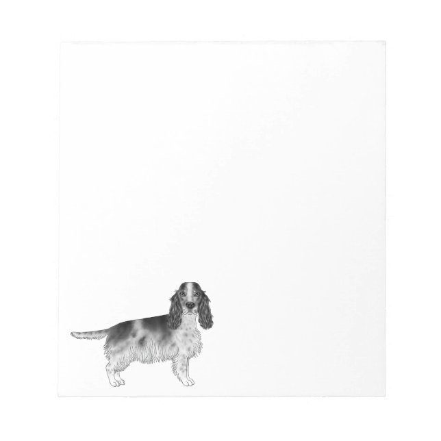 Bloco De Notas Cocker Spaniel Inglês Desenhado em Preto e Branco (Frente)