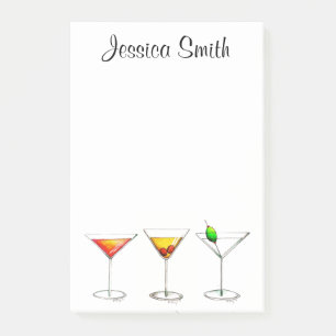 Bloco De Notas Cocktails Personalizados Martini Cosmo Manhattan