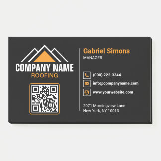 Bloco De Notas Código QR de Construção de Telhados Laranja Minima