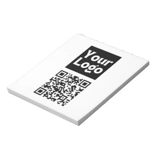 Bloco De Notas Código QR editável e logotipo ou imagem da sua emp