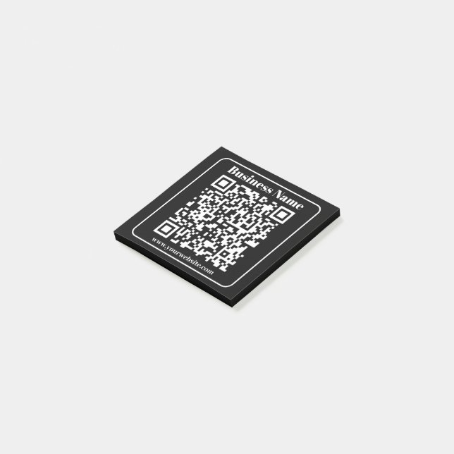 Bloco De Notas Código QR editável Preto e Branco Estilo Retro Mod (Inclinado)