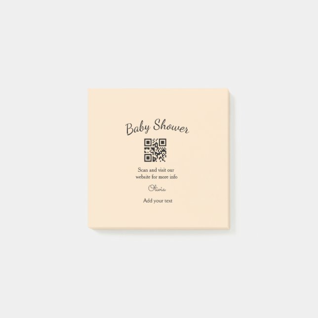 Bloco De Notas Código QR simples para chá de bebê rosa adicionar  (Frente)