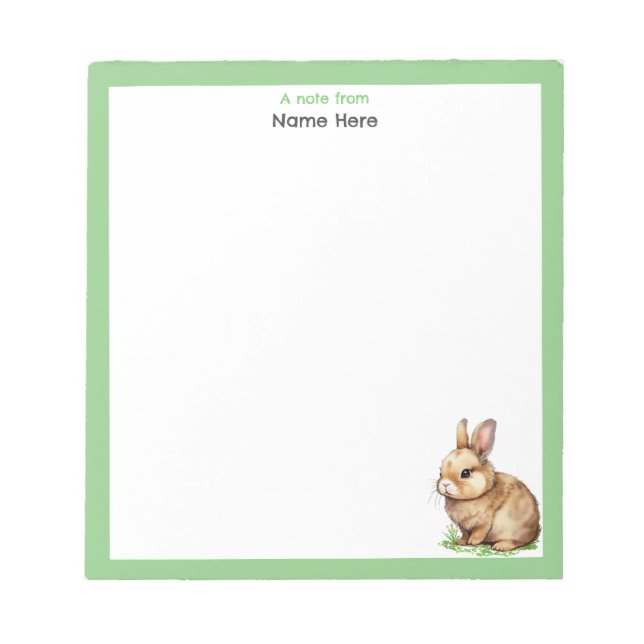 Bloco De Notas Coelhinho bonito com quadro verde simples (Frente)