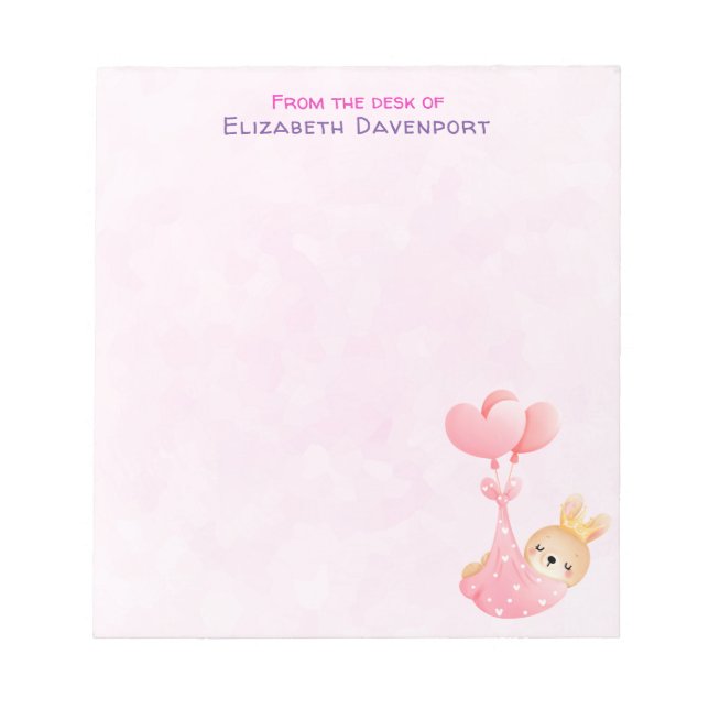 Bloco De Notas Coelhinho Bonito num cobertor do Coração (Frente)