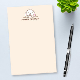Bloco De Notas Coelhinho Bonito Pionando acima do Nome Personaliz