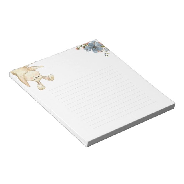 Bloco De Notas Coelho Bonito Com Flor Botânica Floral Notebook (Inclinado)