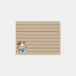 Bloco De Notas Coelho com Fantasia de Cowboy com Chapéu e Macacão