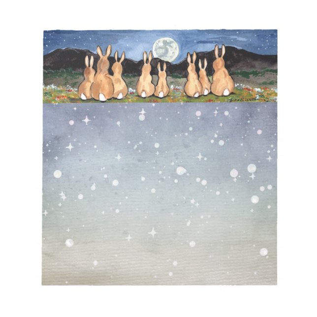 Bloco De Notas Coelho da Lua Starry Night Bunny Blue Animal (Frente)