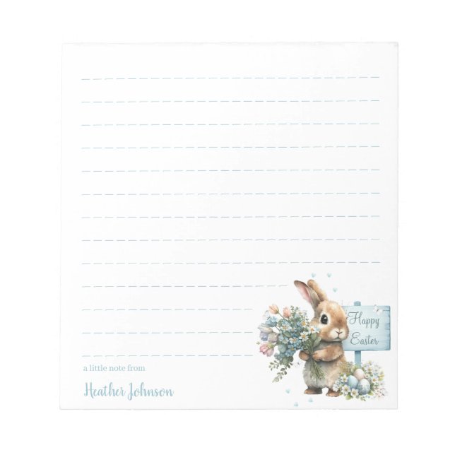 Bloco De Notas Coelho da Páscoa Aquarela Personalizado (Frente)