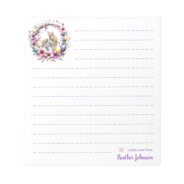 Bloco De Notas Coelho da Páscoa Personalizado em Aquarela (Frente)