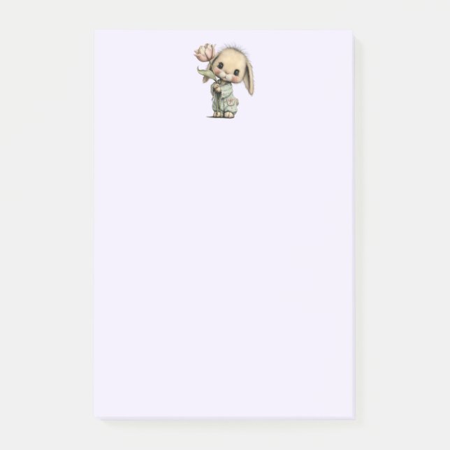 Bloco De Notas Coelho Fofo Segurando um Tulipa (Frente)