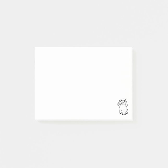 Bloco De Notas Coelho Hipster Coelho Engraçado Com Óculos Animaçã (Frente)