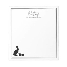 Bloco De Notas Coelho Minimalista e Ovos em Páscoa Moderna Preta