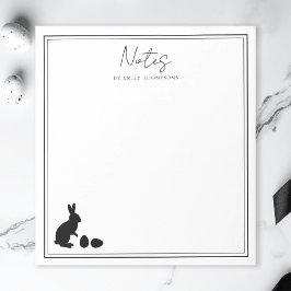 Bloco De Notas Coelho Minimalista e Ovos em Páscoa Moderna Preta