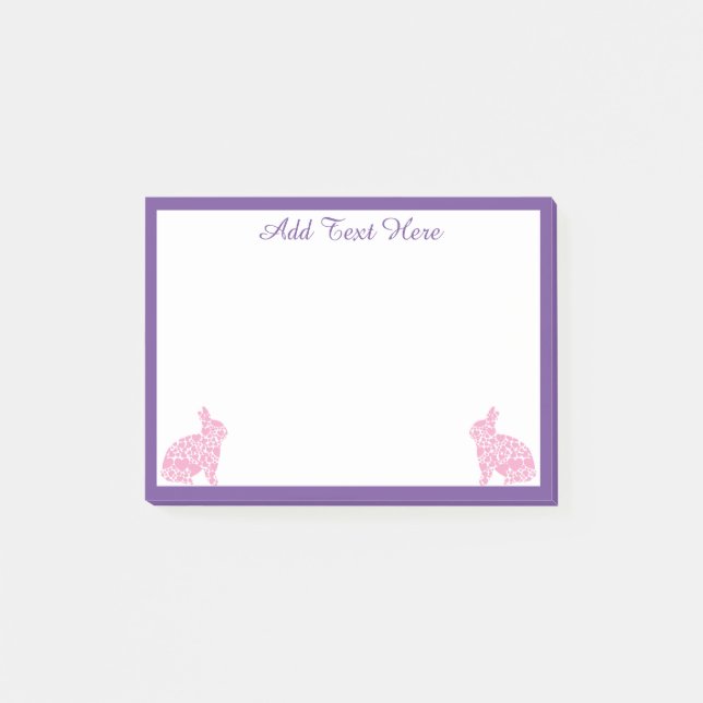 Bloco De Notas Coelho Rosa e Roxo Personalizado (Frente)