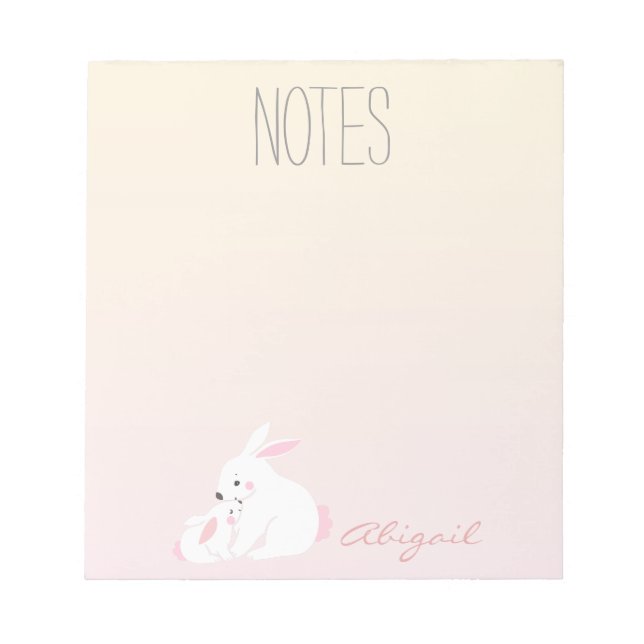Bloco De Notas Coelhos bonitos | Personalizado (Frente)