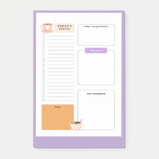 Bloco De Notas coffee mug accent to do list with lilac background