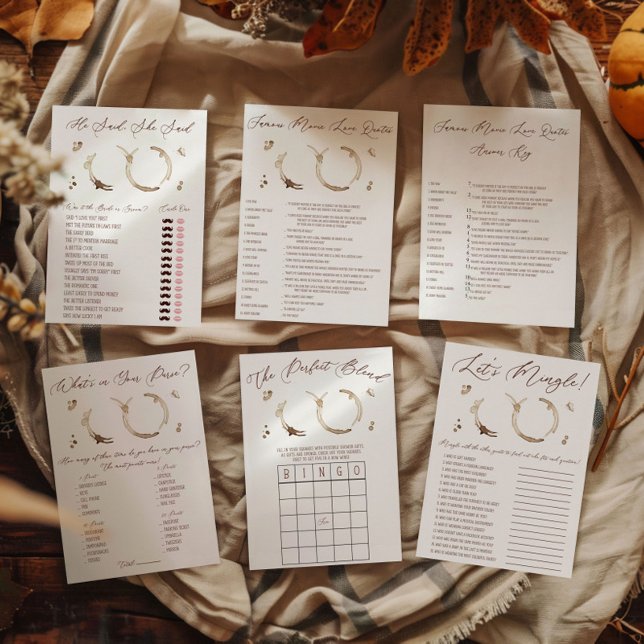 Bloco De Notas Coffee Themed BINGO Bridal Shower Game (Criador carregado)