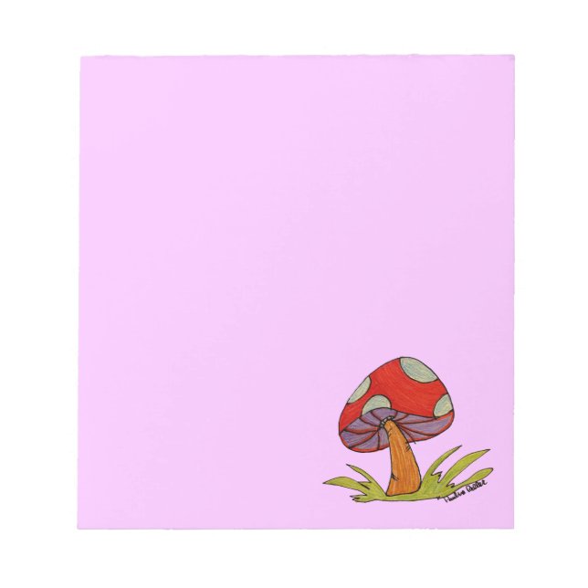 Bloco De Notas Cogumelo Vermelho com fundo roxo (Frente)