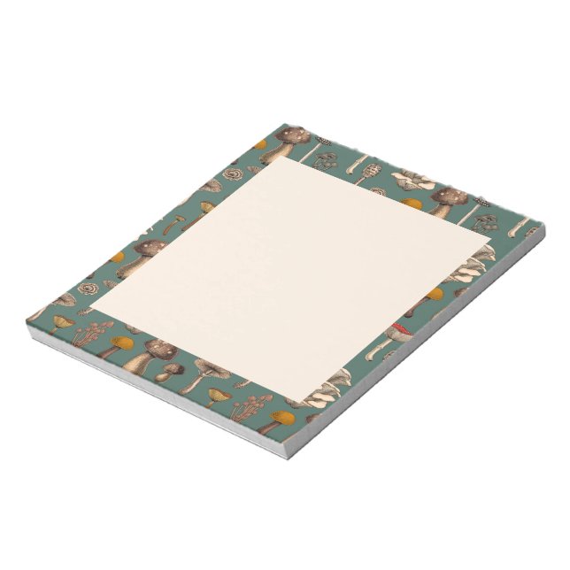 Bloco De Notas Cogumelos selvagens no notebook verde-pinheiro (Invertido)