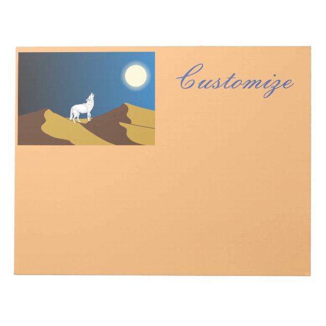 Bloco De Notas Coio do Deserto Uivando Lua Cheia Thunder_Cove (Frente)