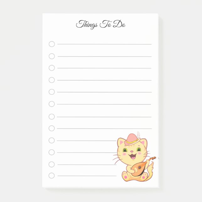 Bloco De Notas Coisas a Fazer & Notas Adhesivas de Gato Musical F (Frente)