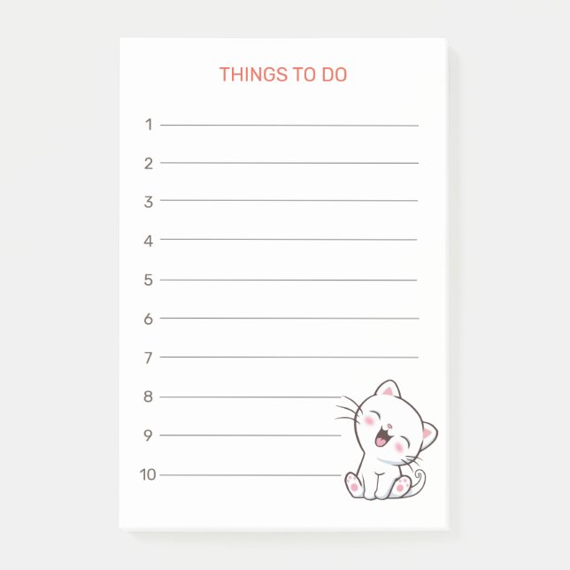 Bloco De Notas Coisas a Fazer & Notas Post-it de Gatinho (Frente)