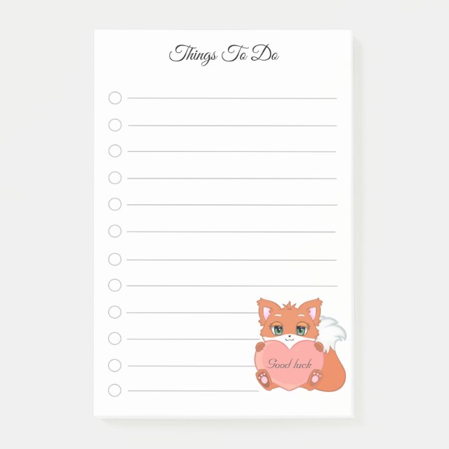 Bloco De Notas Coisas a Fazer & Pequena Raposa Fofa (Frente)