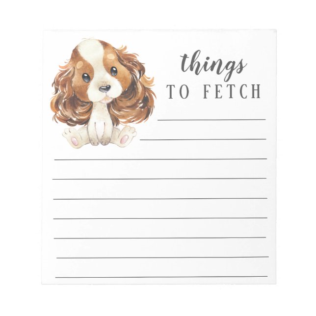 Bloco De Notas Coisas do Cavalier King Charles Spaniel a buscar (Frente)