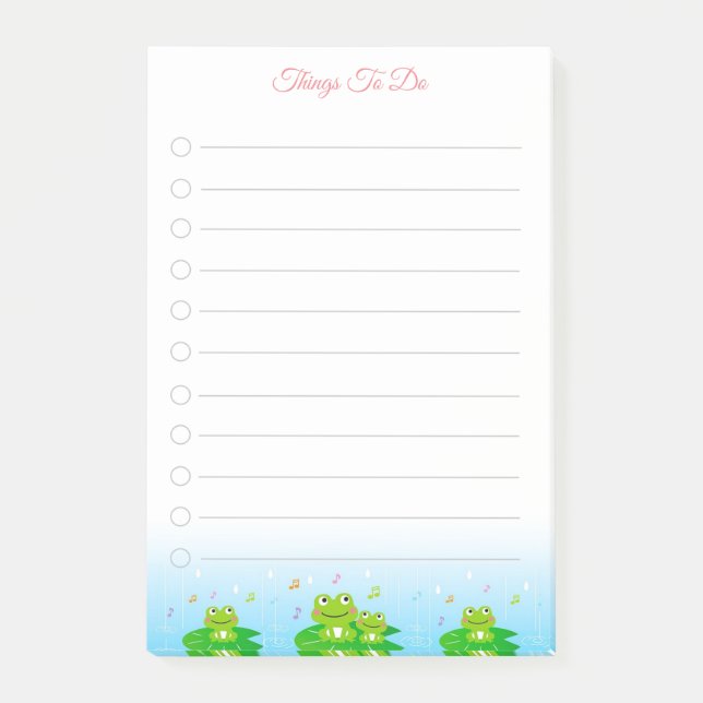 Bloco De Notas Coisas Felizes Para Fazer com Sapos (Frente)