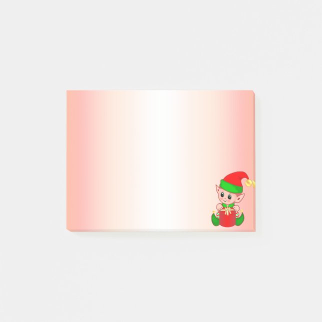Bloco De Notas Coisas para Fazer & Bebê Elfo Fofo em Rosa (Frente)