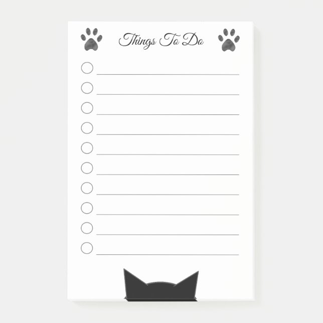 Bloco De Notas Coisas para Fazer Cabeça & Patas de Gato (Frente)